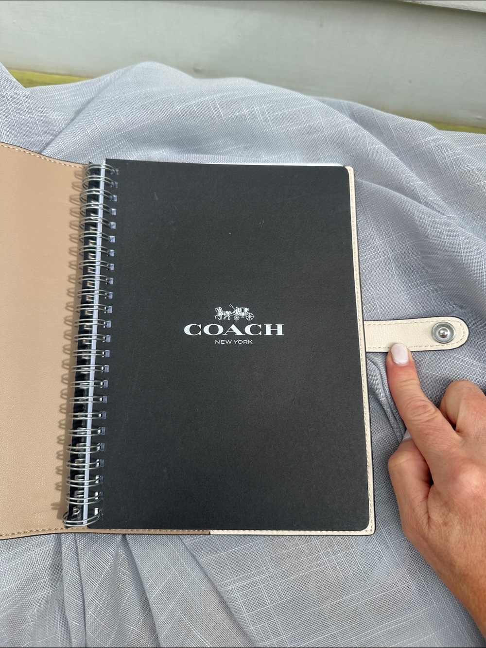 Coach Cream Cherry-Print Leather Refillable Notebook Cover with Paper - Picture 2 of 11